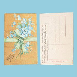 5/$25 Antique Blank Gilded Embossed Postcard Art Nouveau Forget-Me-Nots